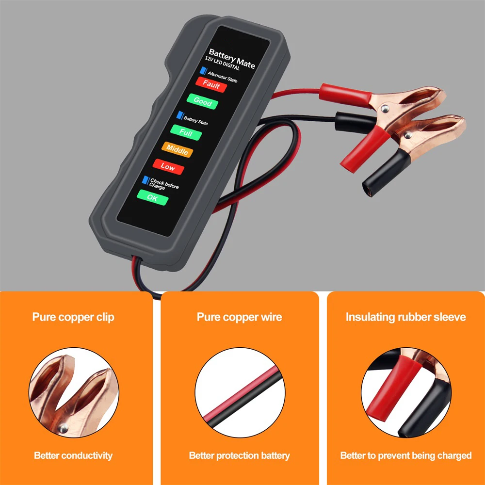 OBDMONSTER 12 V Tester akumulatora samochodowego Test alternatora pojazdu 12 V bateria sprawdź narzędzie diagnostyczne dla samochodów i motocykli