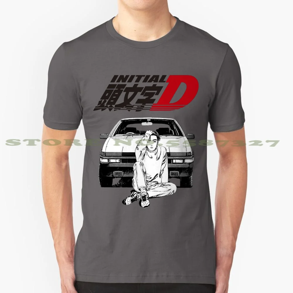 Initial D 100% Pure Cotton T-Shirt Initial Race Drift Anime Cartoon Meme Tofo Japan Manga Ae86 Drive Redsuns Fast Win Cute Hot