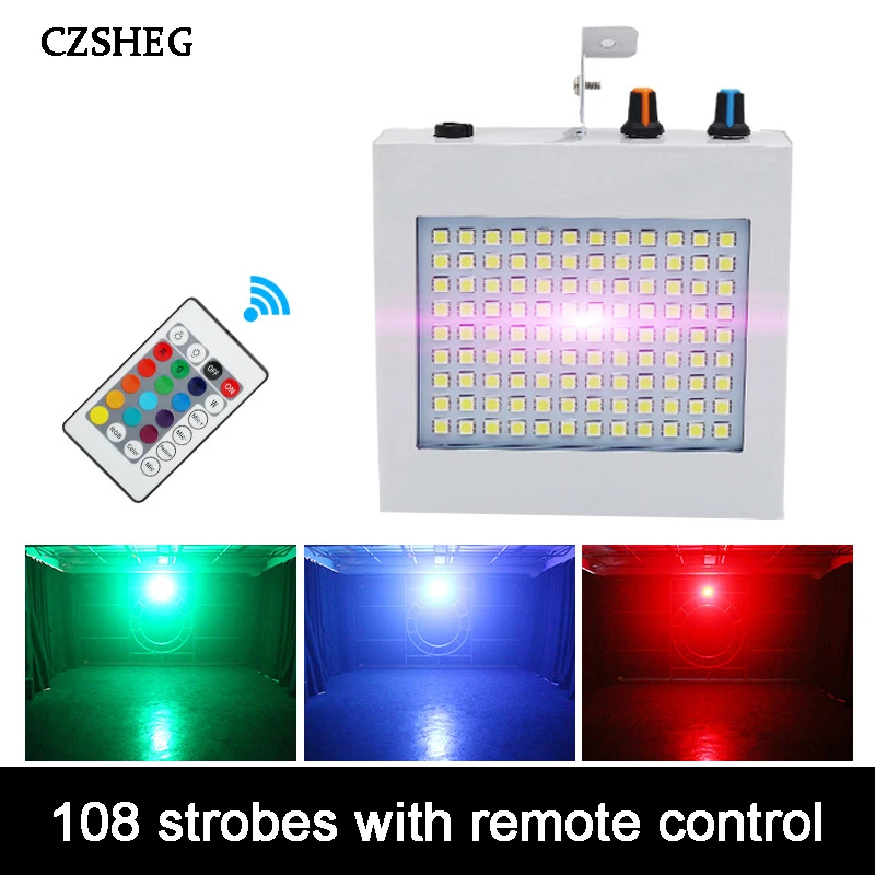 108 LED Mixed Flashing Stage Lights Remote Sound Activated Disco Lights for Festival Parties Lights Wedding KTV Strobe Lights