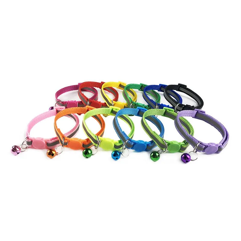 Pet Dog Reflective Collar Colorful Pattern Multicolor Necklace Cute Bell Adjustable Collars For Dog Cats Puppy Pet Accessories