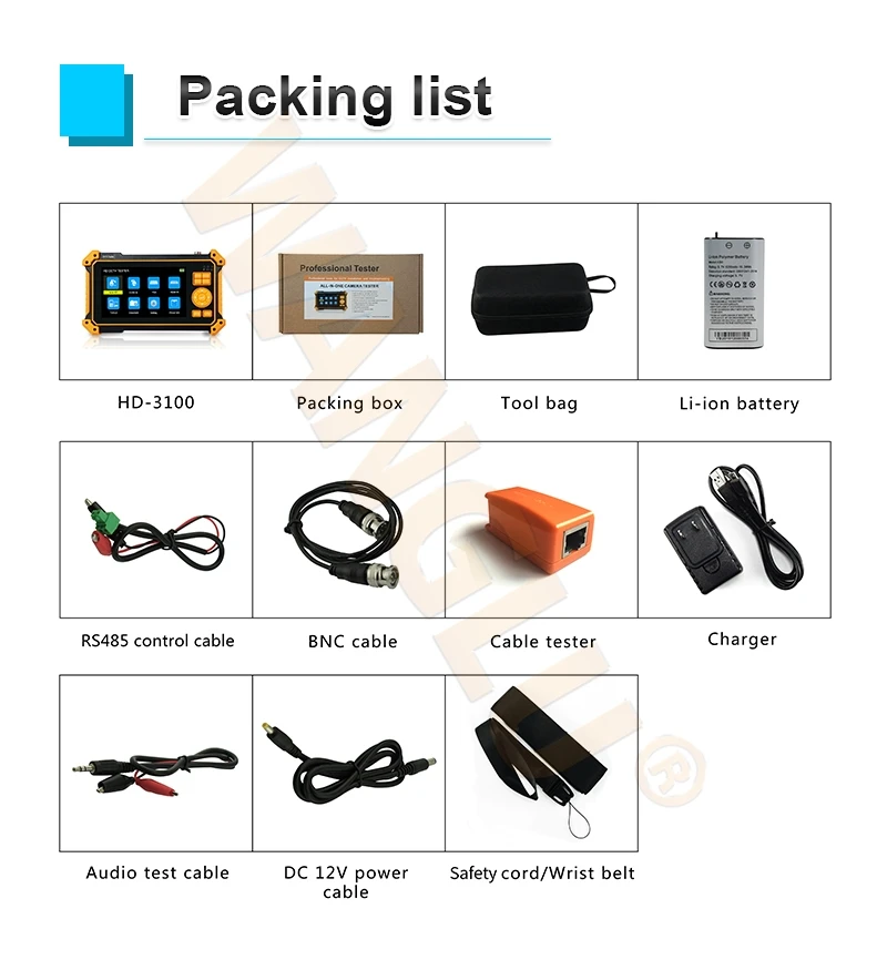 5 Inch HD CCTV Tester Monitor CVBS AHD CVI TVI 8MP Camera Testing VGA HDMI Input 12V output
