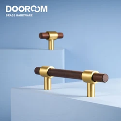 Dooroom Brass Black Walnut Furniture Handles Original Modern Nordic Pull Cupboard Wardrobe Dresser Shoe Box Drawer Cabinet Knobs