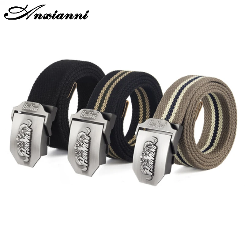 

Anxianni Men Belt Fashion Luxury Canvas Unisex Army Tactical Waist Belt Jeans Male Casual Webbing Waistband