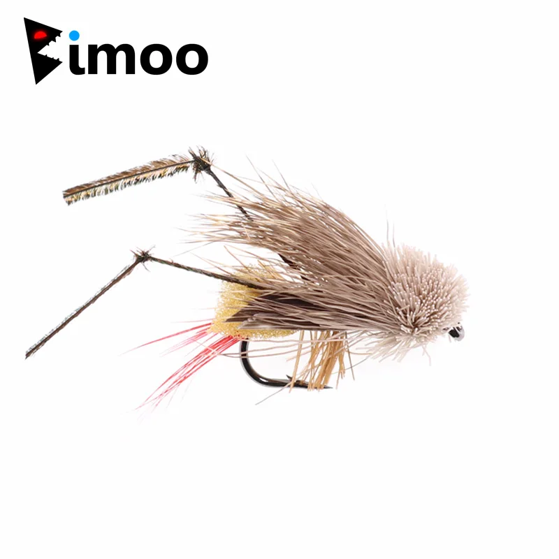 Bimoo 6PCS Fly Fishing Deer Hair Grass Hopper Fly Dave's Hopper Fly Brown Size #6 Trout Bass Perch Terrestrial Dry Flies