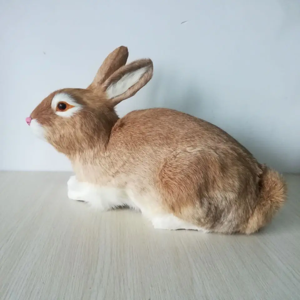 real life toy simulation rabbit plastic&furs prone rabbit large 33x16x22cm hard model prop handicraft home decoration gift s4012