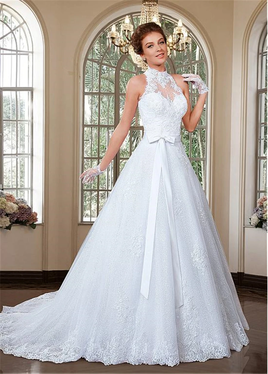 Robe de mariée en Tulle 2 en 1, avec traîne détachable, avec des Appliques en dentelle perlée, pour mariage