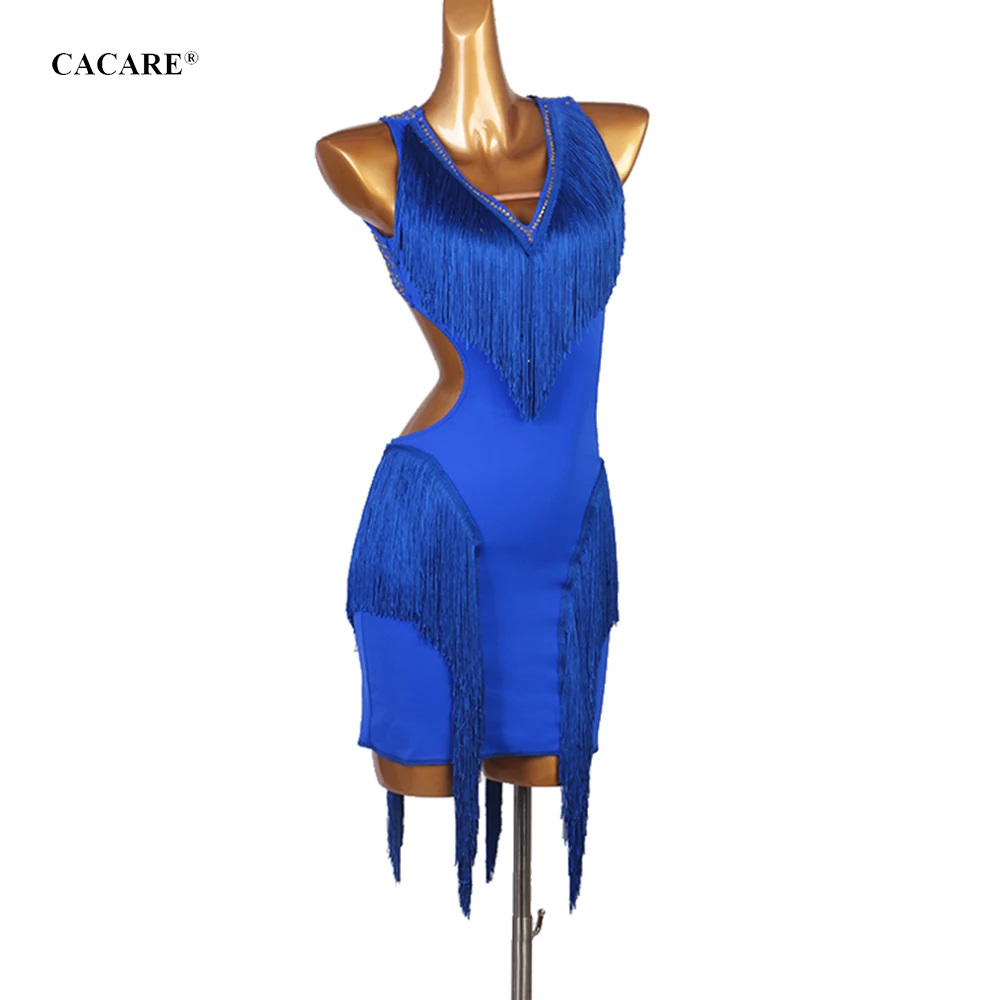 

CACARE Latina Dance Competition Dancing Dresses Latin Dress Fringe Women Girls Salsa Tango D0806 Tassels Bust Hem Backless