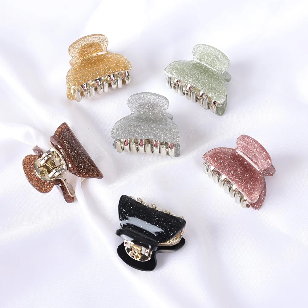 6PCS Acetate Acrylic Small Crab Hair Claw Clips Women Girls Cute Print Leopard Plastic Hair Clamps Barrette Hair Accessories Set