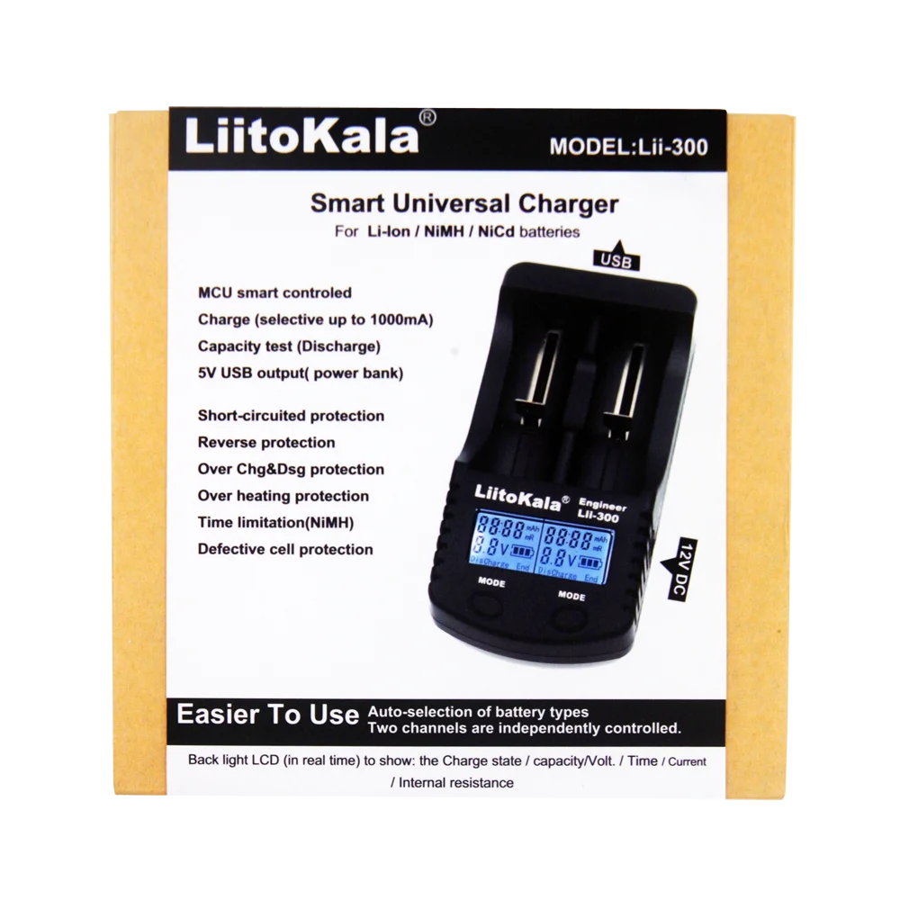 LiitoKala Lii-300 Digital 18650 battery Charger LCD Display Battery capacity test 18650 carregador bateria charger Free shipping