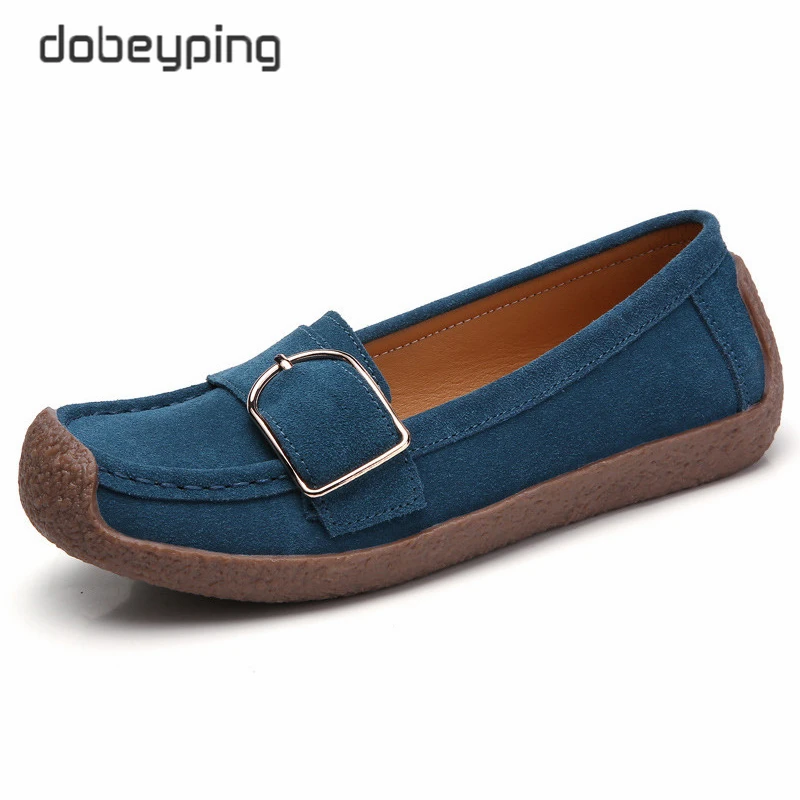 

dobeyping Spring Autumn Shoes Woman Genuine Leather Women Flats Slip On Women's Loafers Female Moccasins Shoe Buckle Footwear