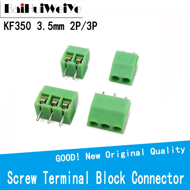 20PCS/LOT KF350-3.5 3.5mm Pitch 2/3 Pin Spliceable Plug-in PCB Screw Terminal Block Connector KF350 300V 10A for 24-18 AWG Cable