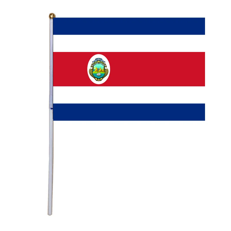 free  shipping  xvggdg  100pcs  14 * 21cm  Costa Rica  hand flag Promotion  Small  Costa Rica  Hand Waving National Flag