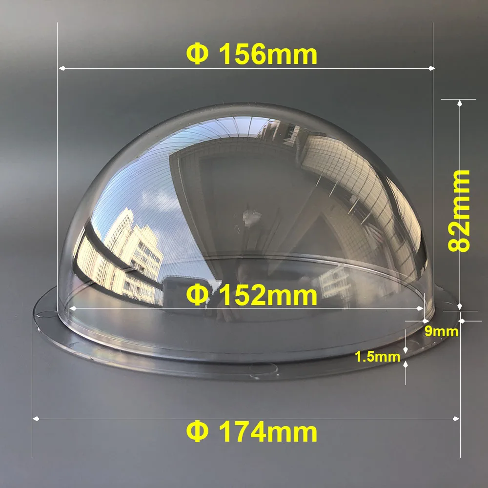 6.8 Inch Acrylic Plexiglass Clear Dome Cover Security CCTV Camera Dome Housing Hemisphere Glass Lens Protective Cover 174X82mm