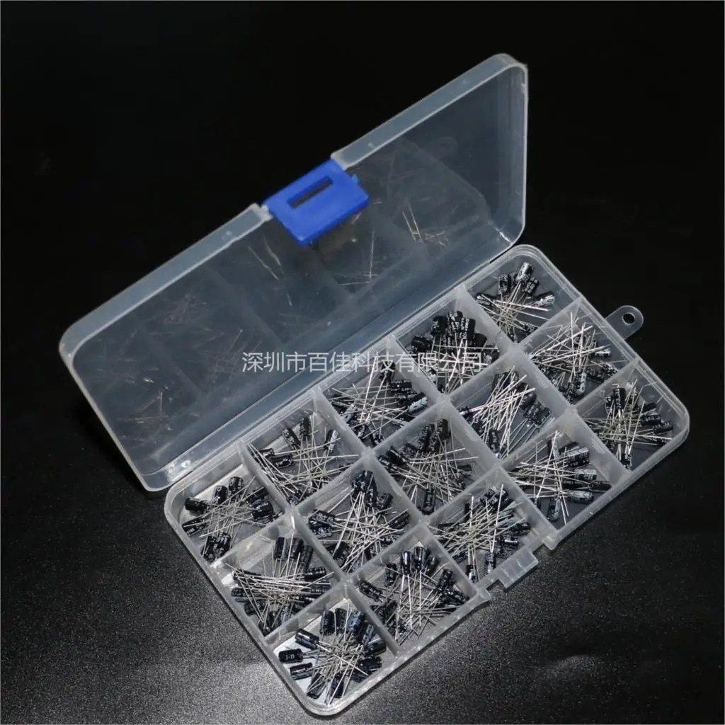 200pcs 15 kinds plug-in aluminum electrolytic capacitor combination set