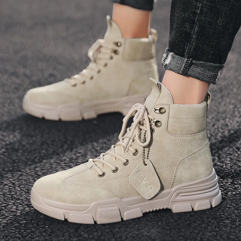 High-top men Boots winter new breathable Ankle Boots Male Lace Up slip Booties desert casual tooling Boots men shoes rrt67