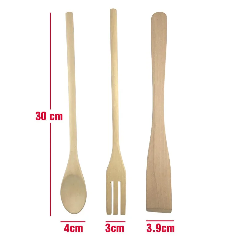 Wooden Kitchen Utensils Solid Wood Gadget Spoon Fork Turner Spatula Natural Kitchen Tools