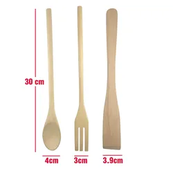 Wooden Kitchen Utensils Solid Wood Gadget Spoon Fork Turner Spatula Natural Kitchen Tools