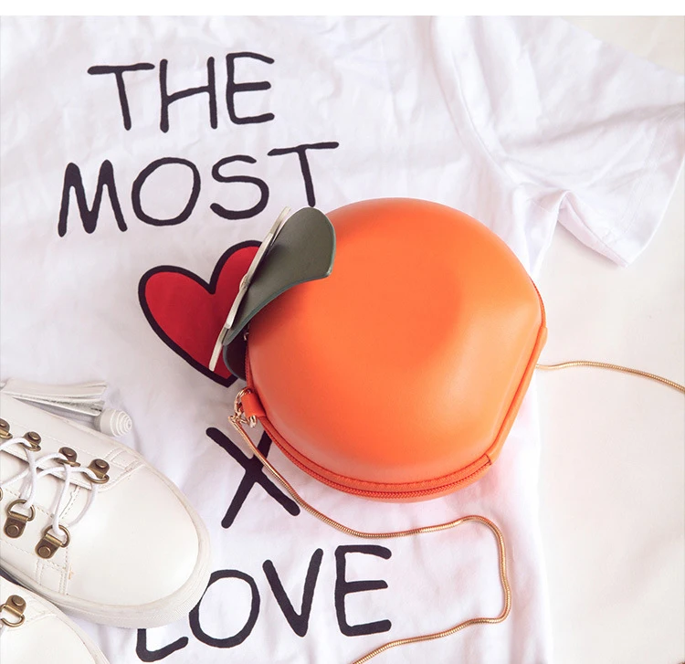 Autumn and Winter Personalized Cute Orange Crossbody Small Round Bag Chain Strap Shoulder Bag for Women