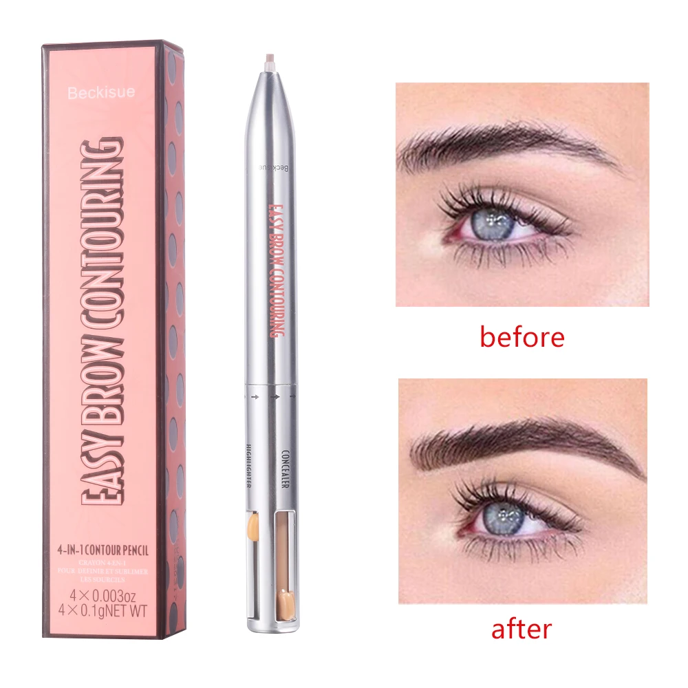 4 In 1 Easy To Wear Eyebrow Contour Pen Defining Highlighting Brow Pen Waterproof Sweatproof