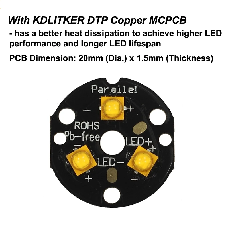 KDLITKER Triple Seoul SZ5 1400 Lumens High CRI LED Drop-in Module (Dia. 26.5mm)