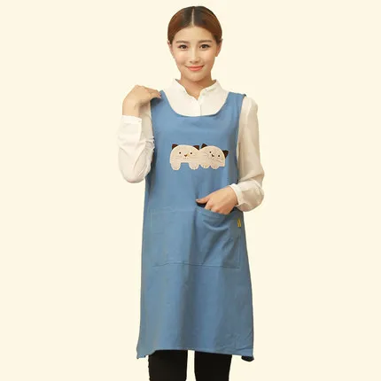 Cute Funny Japanese-style Apron Work Clothes Home Kitchen Cooking Breathable Cotton Waist Pinafore Women Apron