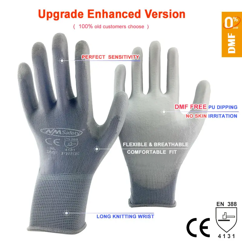 Nmsafety 12ペアワーキンググローブ男性柔軟なナイロンやポリエステル安全作業手袋プロ安全用品