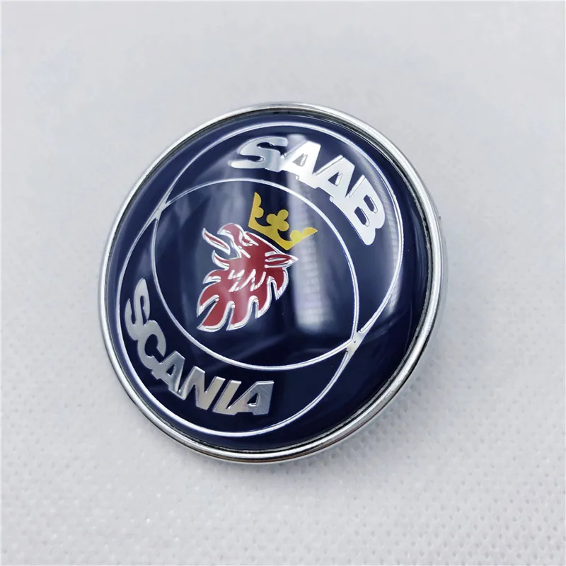 1PC Blue 50mm For SAAB 93 900 9000 Car Bonnet Front Hood Emblem Badge Sticker Circular Mark 5289897 4522884