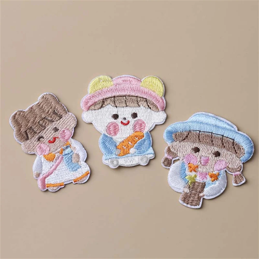 MAXSIN FUN 1 Pc High Quality Embroidered Cute Little Girl Sticker Cartoon Patch Iron On Clothes Decorative Accessories DY Decal