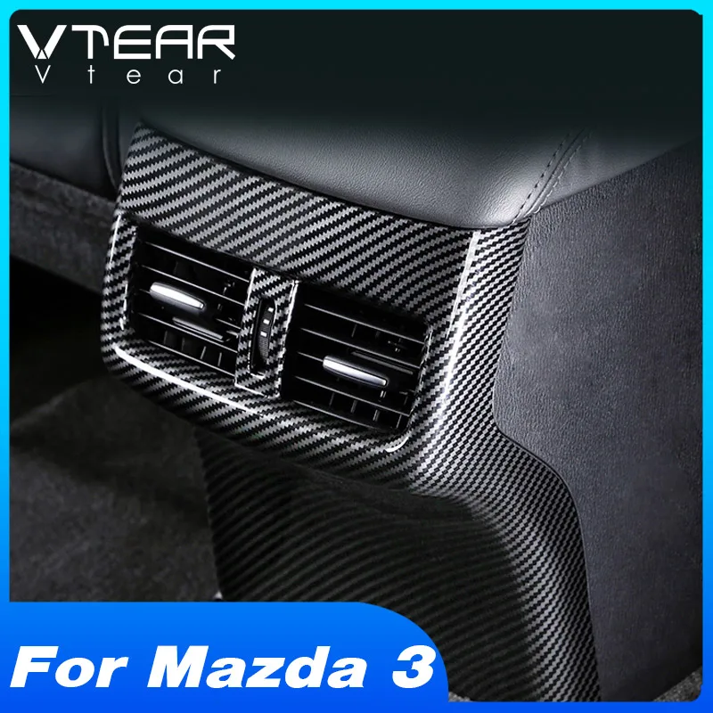 

Vtear для Mazda мазда 3 Bp 2020 2021 аксессуары для интерьера ABS углеродное волокно Автомобильная задняя декоративная накладка для панели подлокотника наклейка для модификации автомобиля автомобильные товары