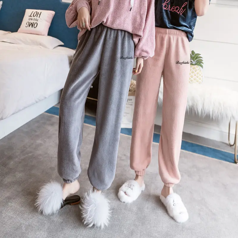 Women Pants Autumn And Winter Pajama Pants Loose Track Pants Casual Coral Fleece Pantalones De Mujer