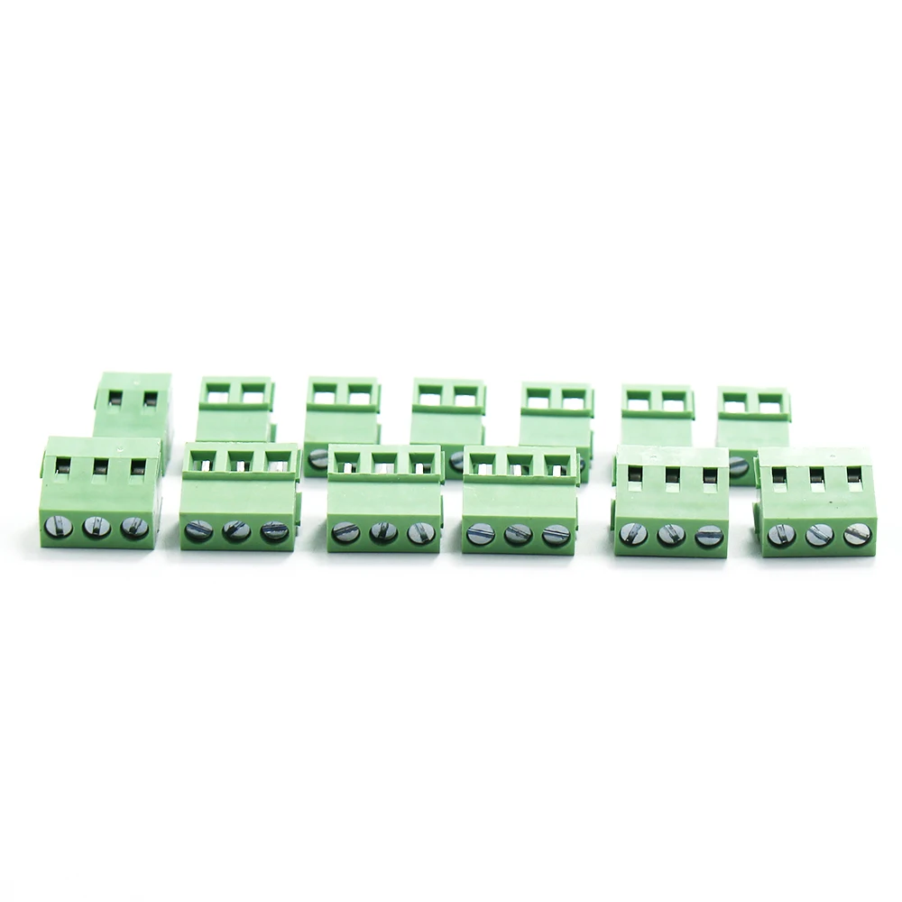 200/100/50pcs Screw Terminal Block Connector Stitchable Plug-Pin Straight Needle Pitch Header Socket 2Pin 3Pin 5mm