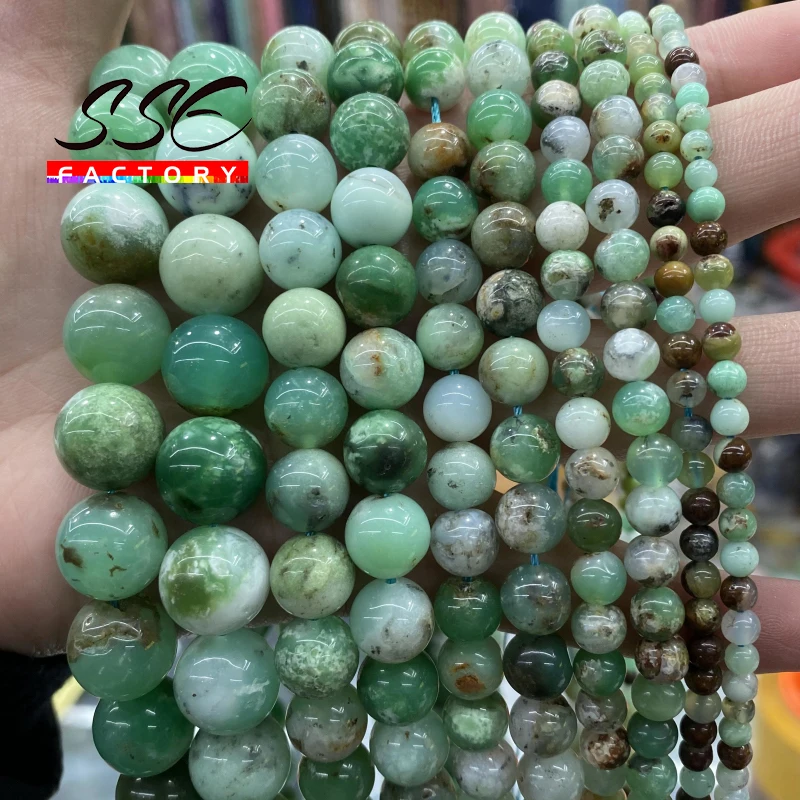 A+ Natual Australia Jades Semi-precious Beads Chrysoprase Stone Round Loose Beads For Jewelry Making DIY Bracelets 6 8 10 mm 15