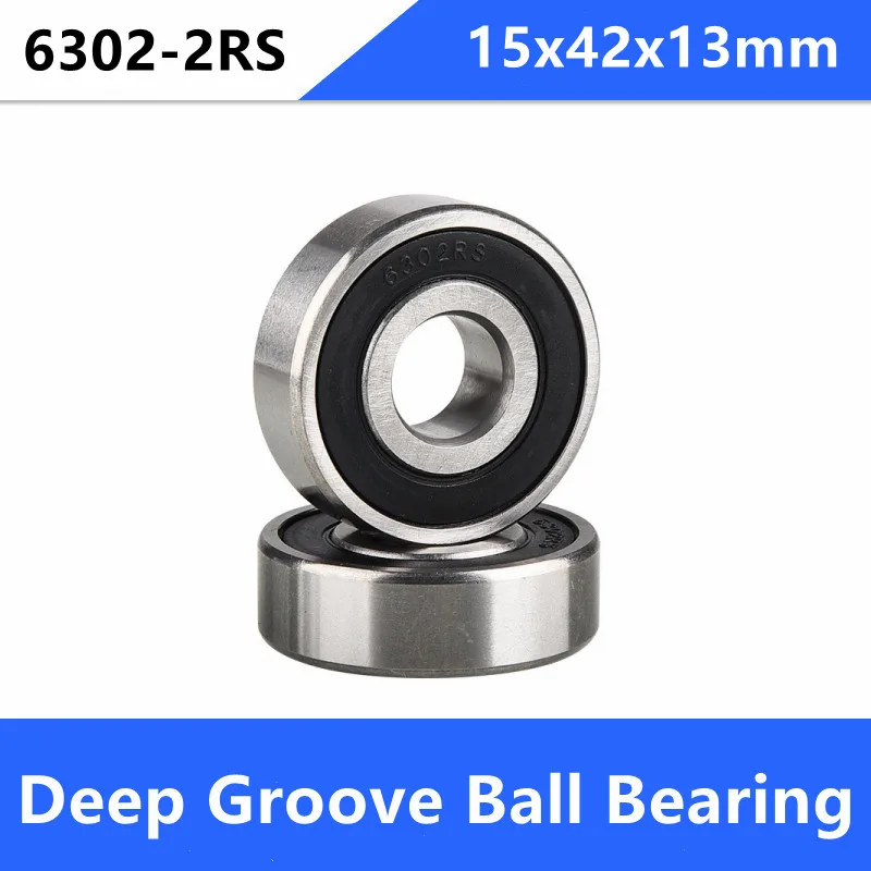 

50pcs/lot 6302-2RS 6302 2RS RS rubber sealed deep groove ball bearing 15x42x13mm