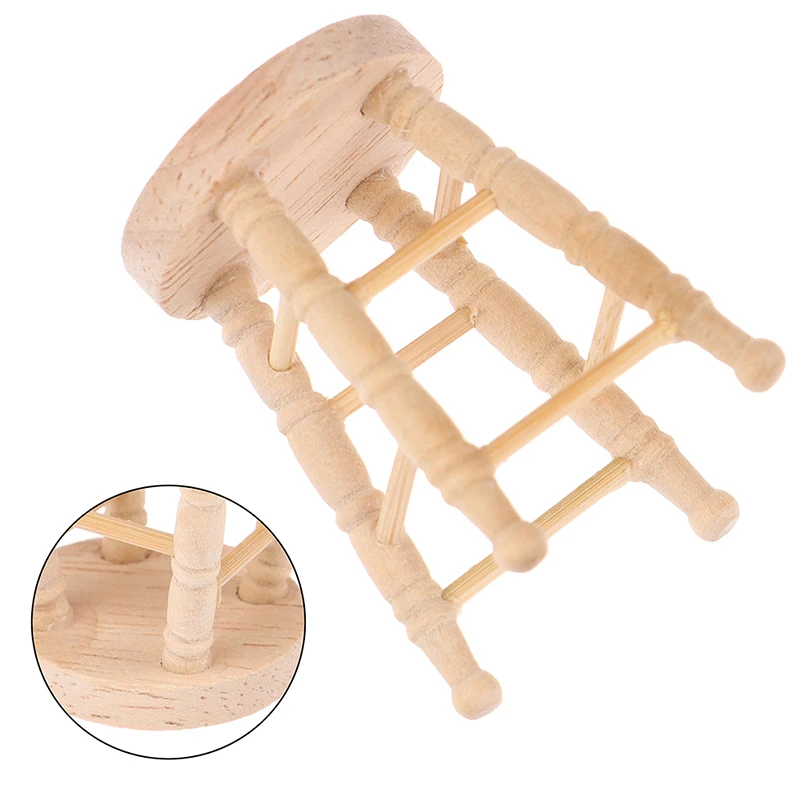 

1/12 dollhouse miniature wooden stool simulation chair furniture toy decoration