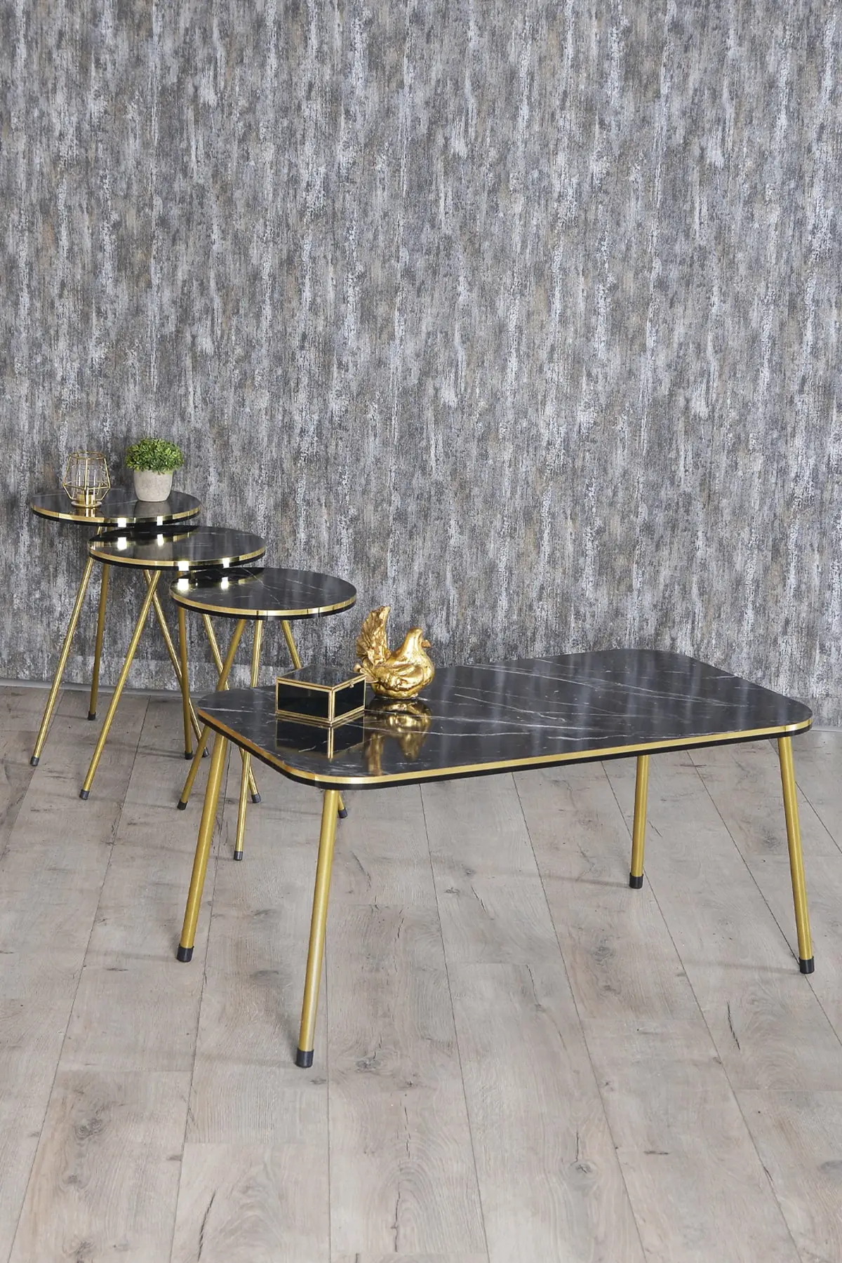 Zigon Coffee Table And Medium Coffee Table Set Kr Double Gold Bendir Metal