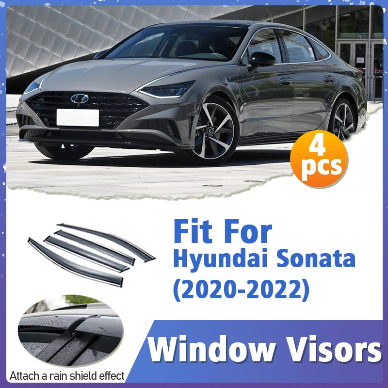 

Window Visor Guard for Hyundai Sonata 2020-2022 Vent Cover Trim Awnings Shelters Protection Sun Rain Deflector Auto Accessories