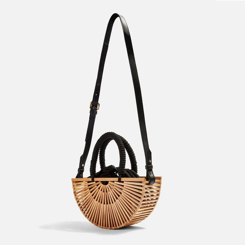 Beach bag environmental bag Creative antique style fashion bamboo woven bag one shoulder shoulder bag outdoor wicker woven bag