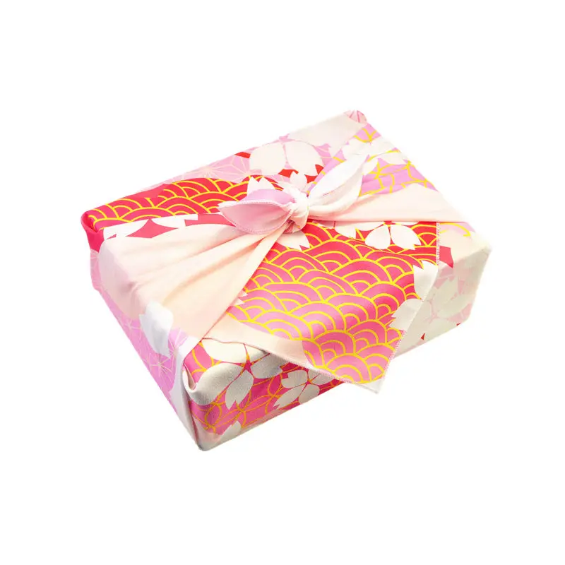 Japanese Style Handkerchief Furoshiki Polyester Material /Concise Style Pink Sakura One Side Printed /Many Uses