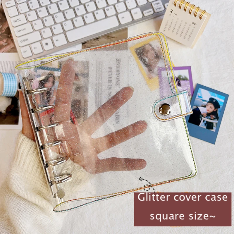 Sharkbang Square Binder Journal Notebook Glitter Rainbow Cover Agenda Planner Refill Papers DIY Kpop Collect Book Stationery