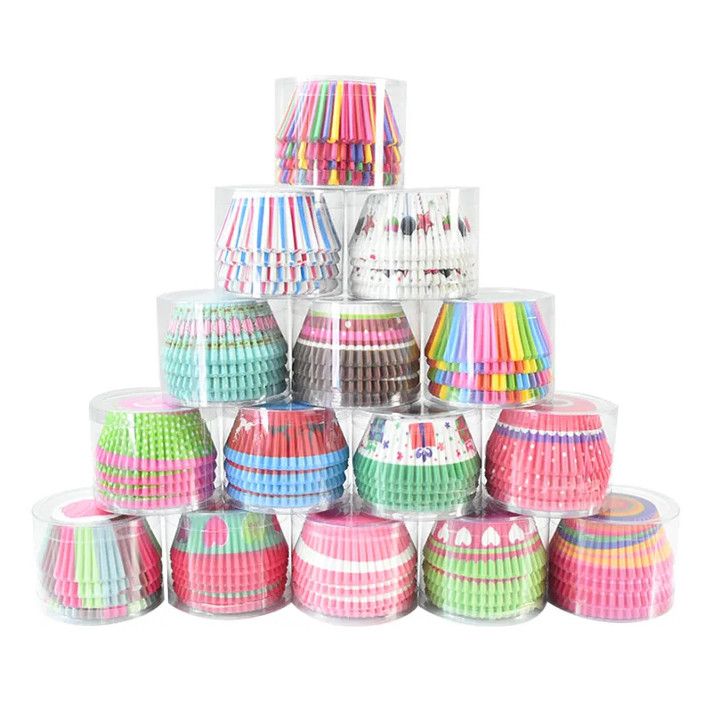 100Pcs Muffin Cake Wrapping Cups Paper Event Party DIY Kitchen Baking Cake Place Mould Cupcake Cake Dessert Oilproof Box 7cm