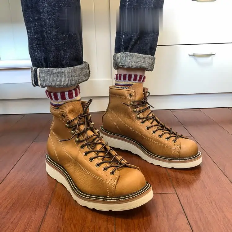 U6796 Red Tornado Super Quality Handmade Italian Cowhide Genuine Leather American Style Goodyear Welted Boots Size 35-49