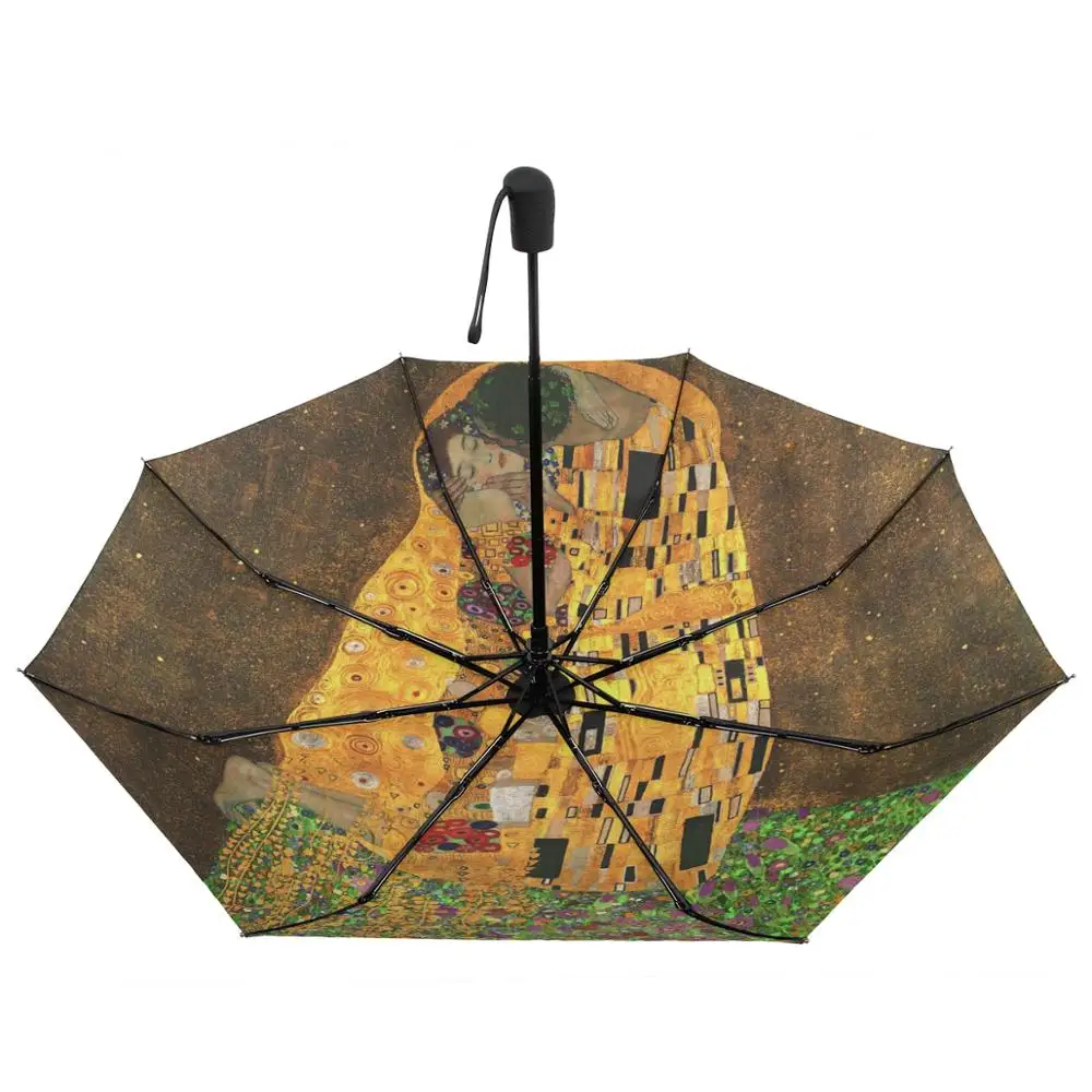 Gustav Klimt Oil Painting Umbrella Parasol Rain Sun Protection Women Automatic Umbrella Three Folding Portable Umbrella Outdoor