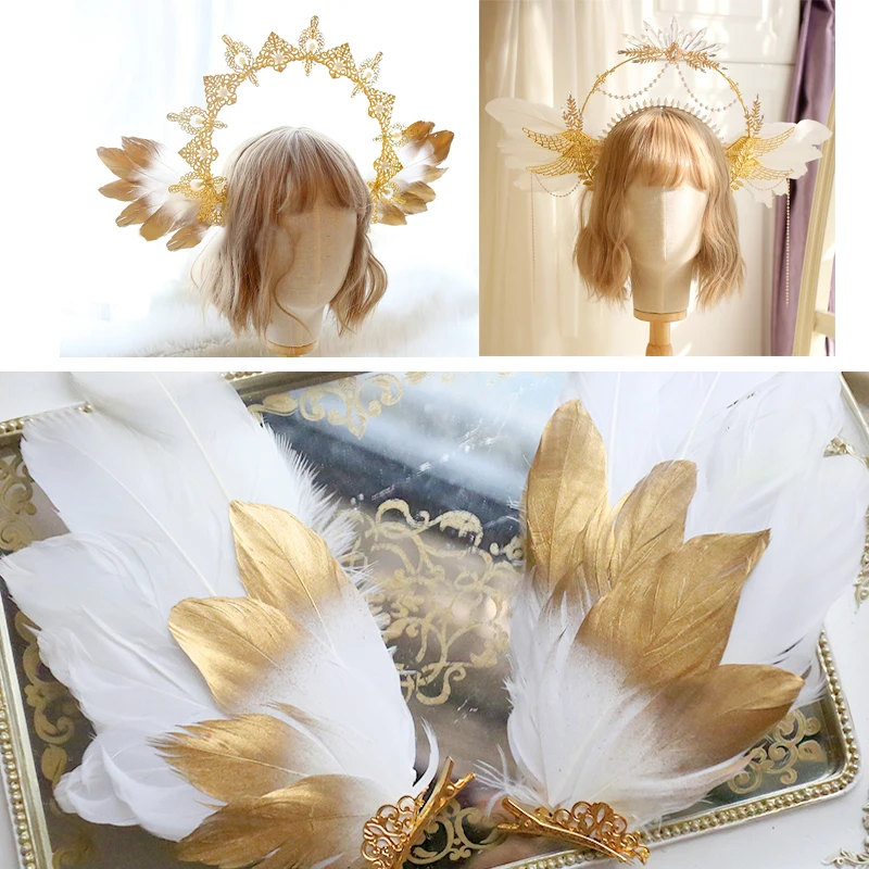 DIY Material Package Feather Hairpin Angel Hairpin Headband Hair Clips For Women Tiaras crowns Photographic Props