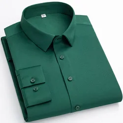 Não-ferro elasticidade fácil de cuidar camisa de trabalho negócio macio cozy sem bolsos branco camisa de trabalho de mangas compridas masculino ajuste fino