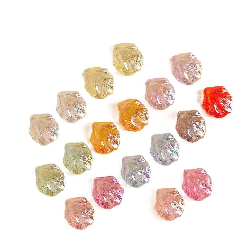 15 * 17mm magic luster pearlescent shell shape pendant DIY handmade jewelry earrings hair accessories material 20pcs