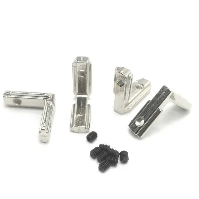 2-10pcs T Slot L-Shape 2020 3030 4040 Aluminum Profile Interior Corner Connector Joint Bracket with screw