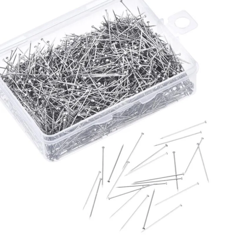 200Pcs/Box 35mm 40mm Dressmaking Head Pins Patchwork Pins for DIY Craft Stainless Steel Sewing Needle Pins Sewing Tools