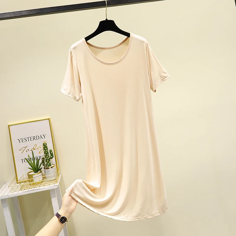 

Loose Casual Short Sleeve Mini Dress Women 2021 Summer Solid Bottoming Base Dress Beach Boho Mini Dress Nightdown Nightdress