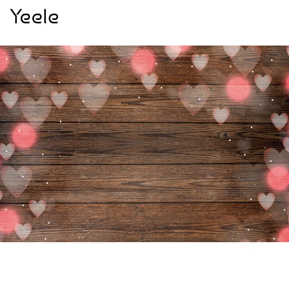 Yeele Valentine's Day Love Heart Light Bokeh Wooden Boards Photography Backdrop Photographic Backgrounds For Photo Studio