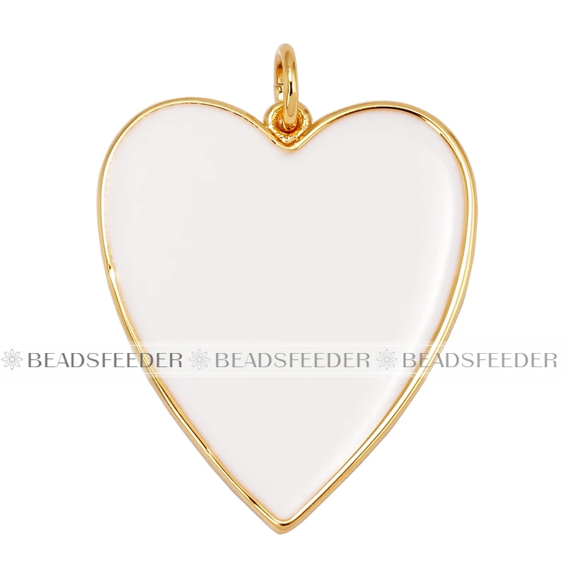 Bunte Emaille Herz Charme Neongrosa Orange Türkisblau Anhänger Öl fallen gelassen, echte vergoldete Farbe Halskette Armband k06 – Detail 16